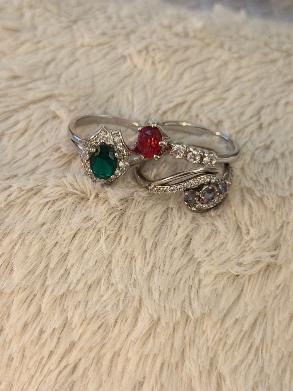 7-rings stainless steel different styles and colored gems💎 - Picture 4 of 6